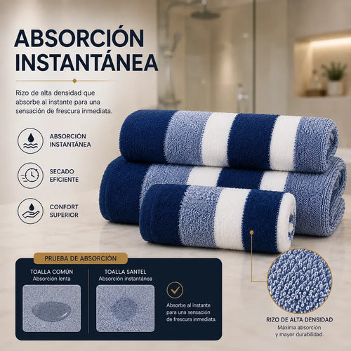 Juego Toallas 3 Piezas 100% Natural Premium Alta Absorción
